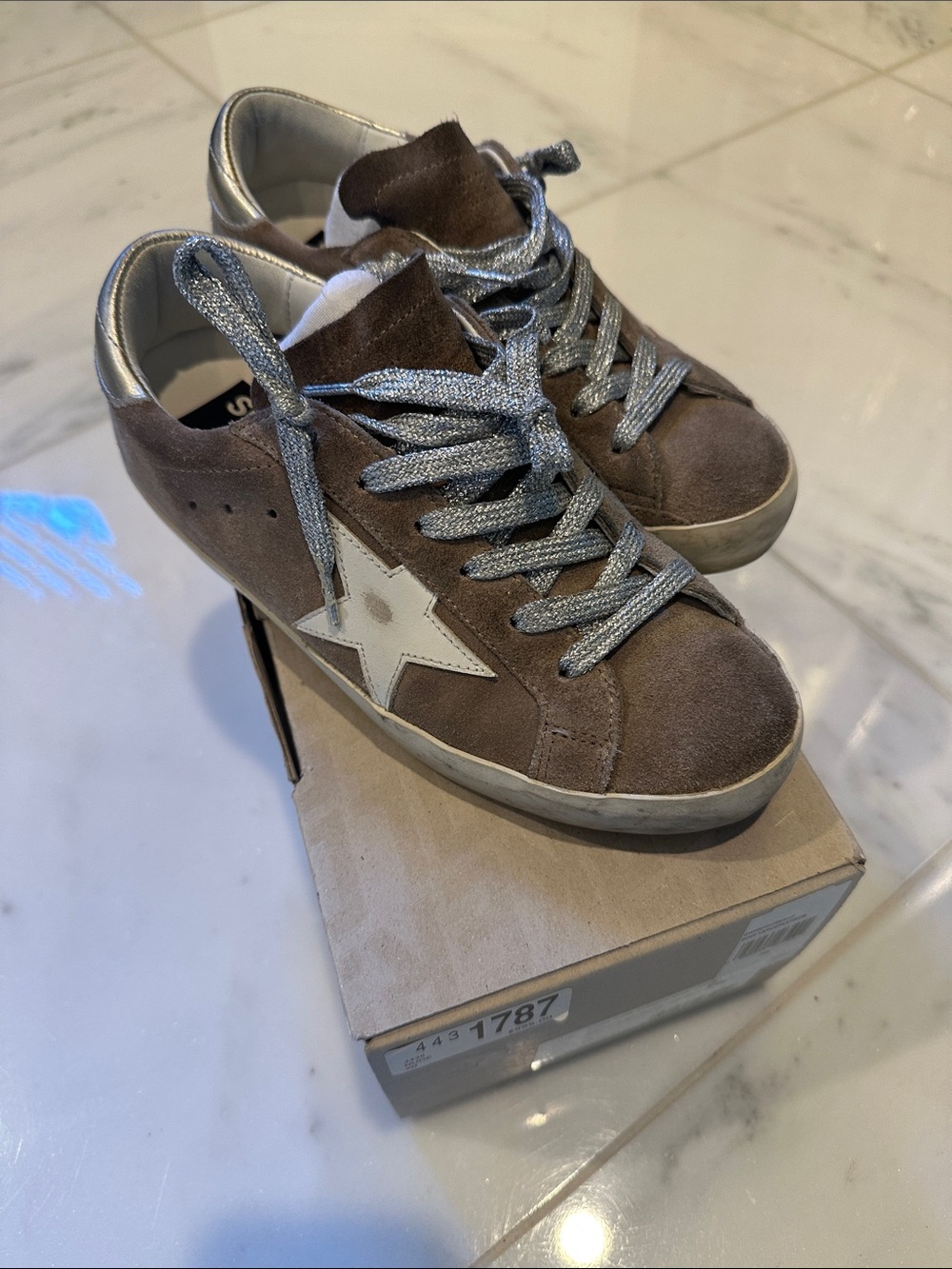 Golden Goose Superstar Beige Suede Sneakers with White Star